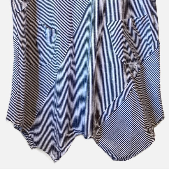 For Cynthia Linen Cotton Blend Boho Shark Bite Hem Pinstriped Dress Women’s 2X - Picture 5 of 8
